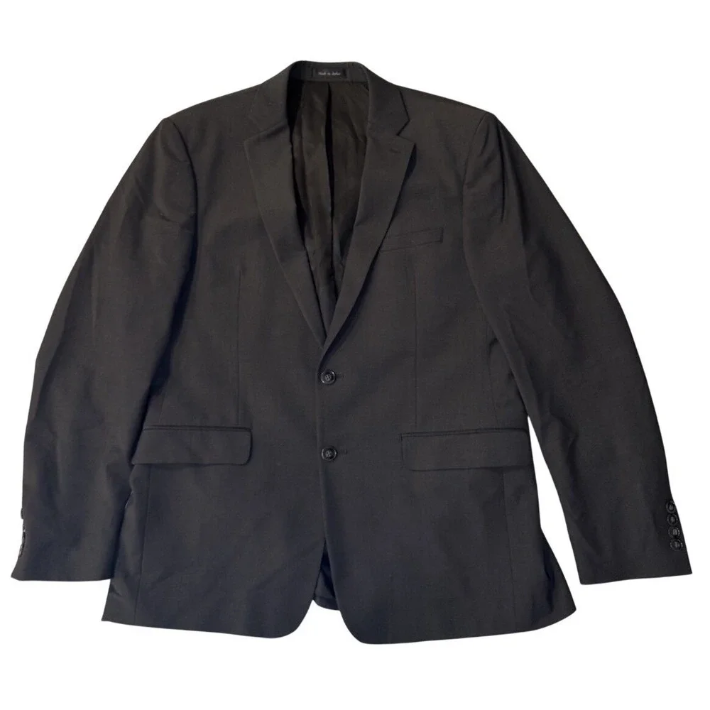 Calvin Klein 2 Piece Wool Suit Mens 42R Charcoal Grey Modern Formal Business‎